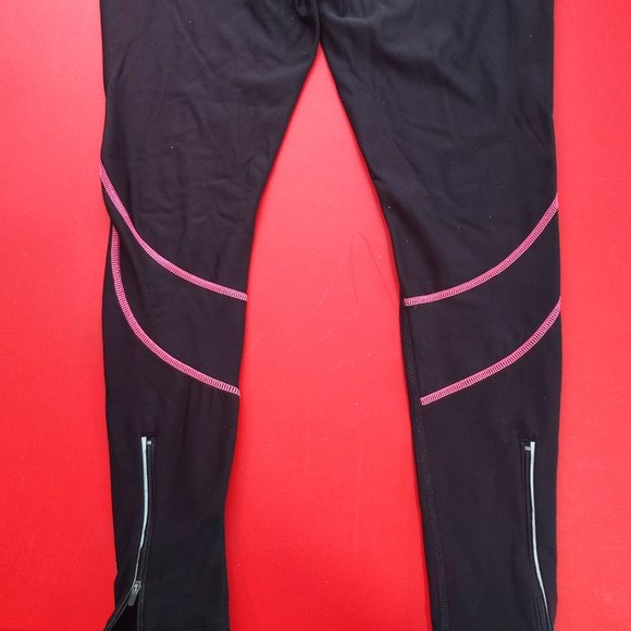 Ronhill running leggings athletic pants black red design women's size M - Picture 3 of 8